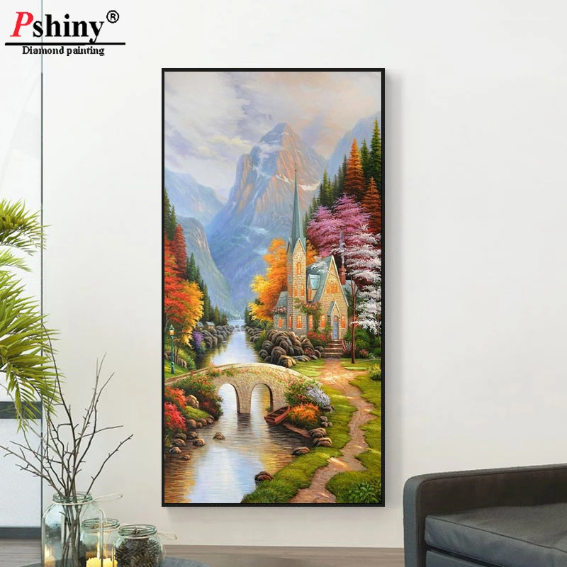 

Pshiny 5d DIY diamond embroidery FULL area square scenery picture Diamond painting cross stitch kit Needlework Home Decor F511