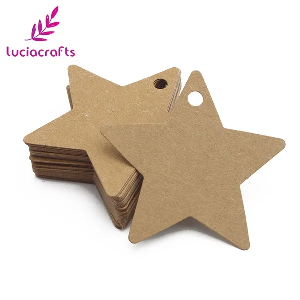 Lucia crafts 50 шт./лот 6*6 см звезда крафт-бумаги Этикетки Ценники Свадьба Рождественская Вечеринка Подарочные карты Упаковка Этикетки I0904 - Цвет: brown