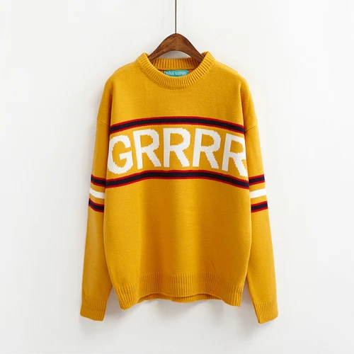 Women Sweaters and Pullovers 2020 Autumn Winter Korean Style Casual Letters Oversized Long Sleeve Jumper Tops Knitwear 2212 | Женская
