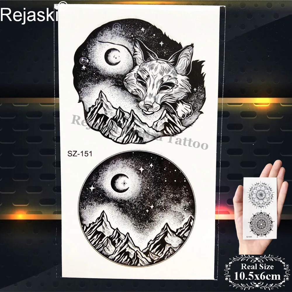 Черная Геометрическая популярная временная татуировка Rejaski Мужская модная