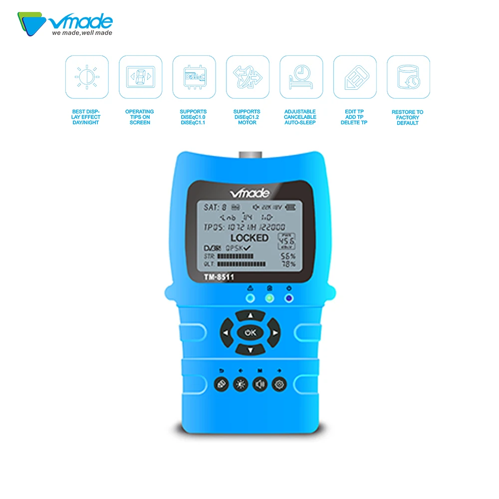 Vmade Satlink TM 8511 спутниковый искатель 2 дюймов ЖК дисплей поддерживает DVB S S2