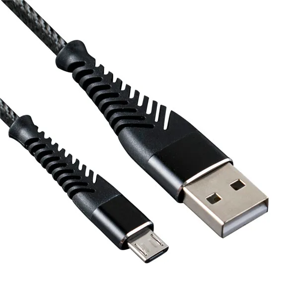 Черный Ersuki Micro USB Быстрый кабель зарядный кабель зарядного устройства микро-usb для Xiaomi samsung кабель для передачи данных Android кабели для мобильных телефонов 1 м - Цвет: Черный