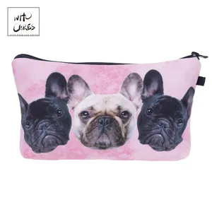 Модные Розовые косметички Who Cares с рисунком бульдога, женская сумка-Органайзер