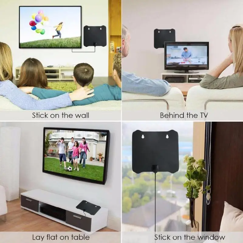 Цифровая ТВ антенна LumiParty 200 миль для помещений тонкая плоская HD TV 1080P 4K D Sky Link