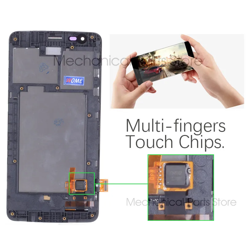 Дисплей для LG K8 2017 US215 M200N в сборе с тачскрином на рамке Оригинал черный