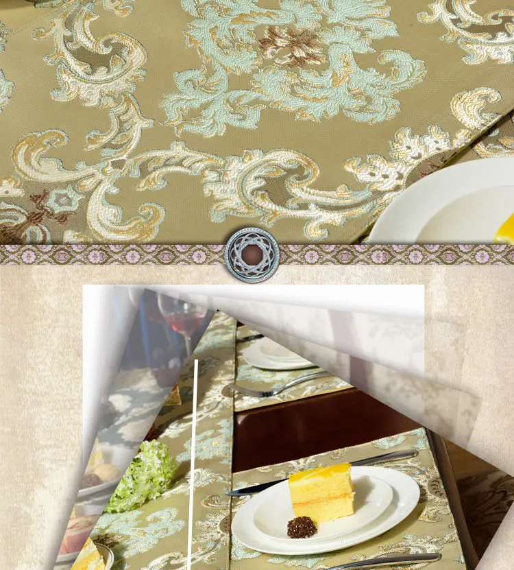 Luxury Gold Silk Jacquard Table Runner Placemat High Quality Jacquard Tablecloth Table Flag Table Kitchen High-grade Supplies D