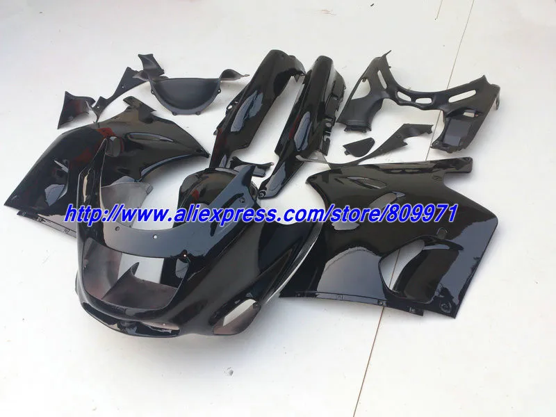 ABS все блестящий черный обтекатель комплект для KAWASAKI Ninja ZZR1100 93 99 01 02 03 ZZR1100 ZX11 1993 2001 2003 обтекатели+ подарки KB10