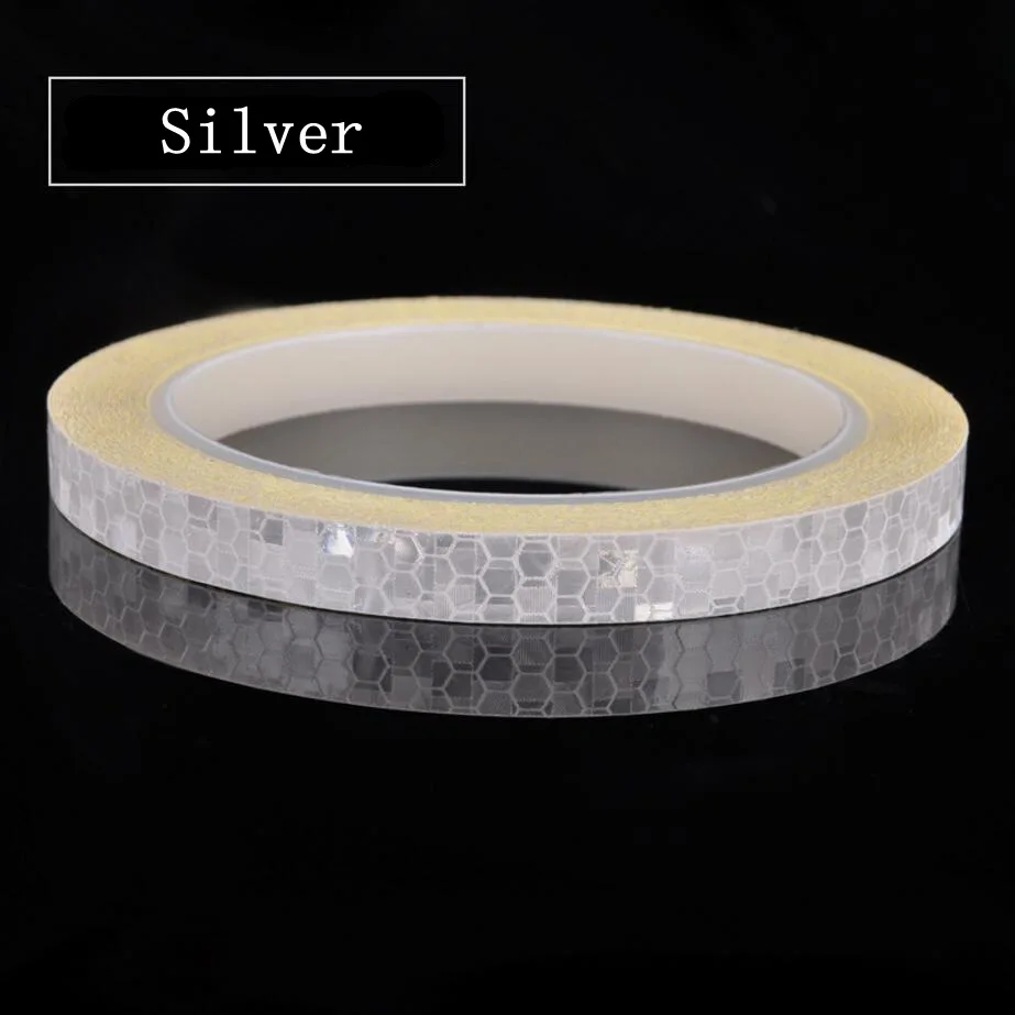 Silver 800 см/315 дюймов флуоресцентные MTB велосипед Велоспорт Светоотражающие стикеры для мотоциклов полоса Декаль лента безопасности водонепроницаемый BRS2063 - Цвет: Silver