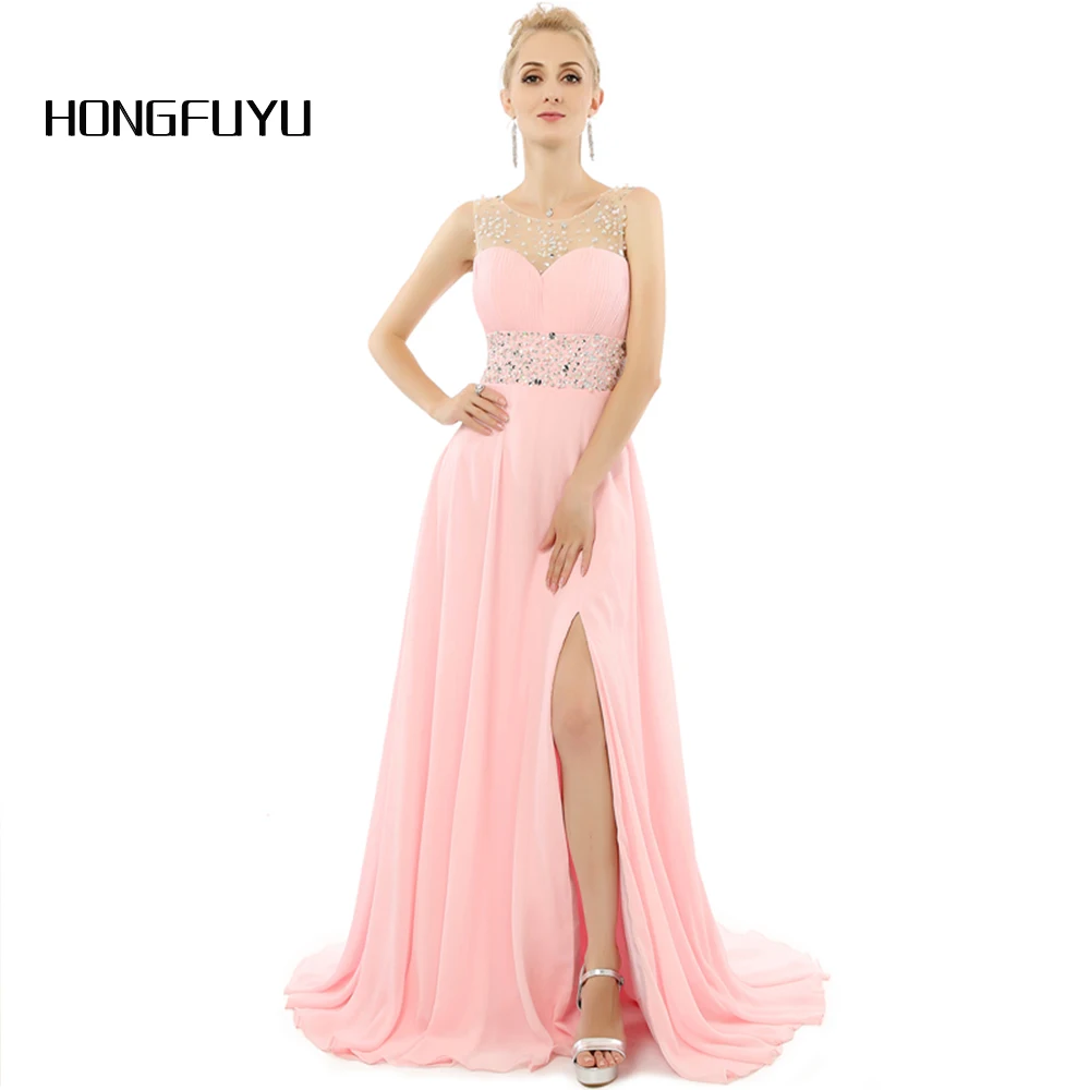 2019 длинные пляжные платья без рукавов для выпускного vestido de festa шифон с бисером