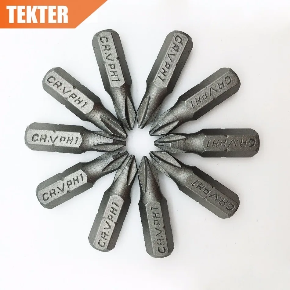 TEKTER 10 шт. хром ванадиевая Cr v сталь #1 пиллипс отвертка Биты 25 мм шестигранный
