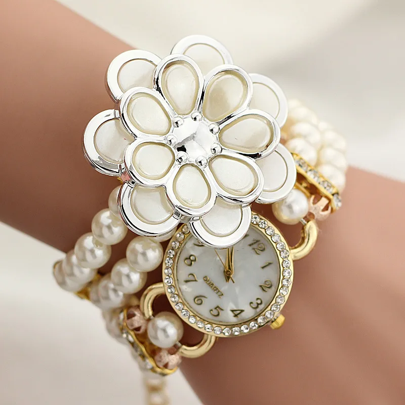 Горячие продажи роскошный с смолы белый жемчужный браслет цветок подвеска