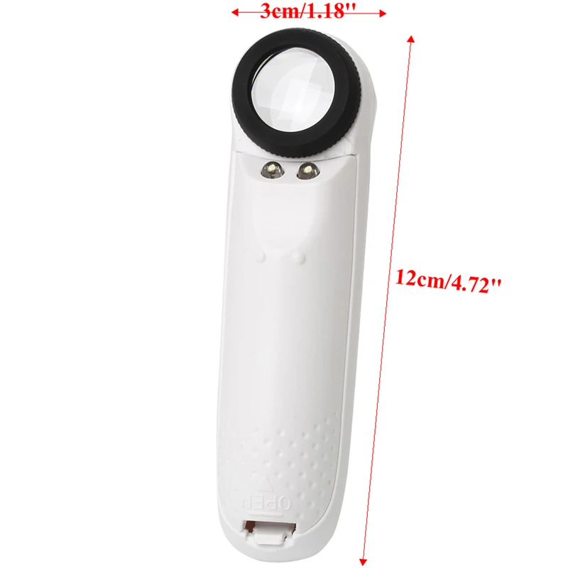 Ручной 2 LED Light 40X лупа для чтения увеличительное стекло ювелирные изделия в виде