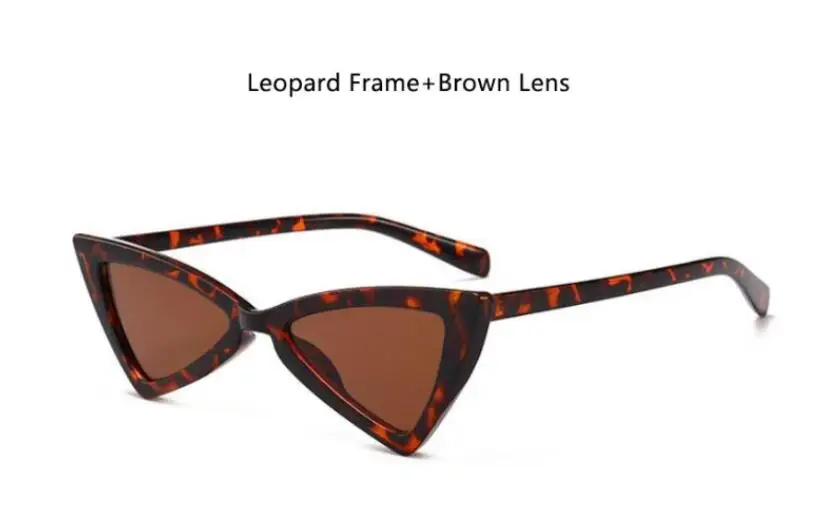 leopard brown Ретро Модные треугольные очки для женщин Бабочка Cateye Солнцезащитные очки Классические брендовые Оттенки для женщин роскошные маленькие леопардовые очки - Цвет линз: leopard brown