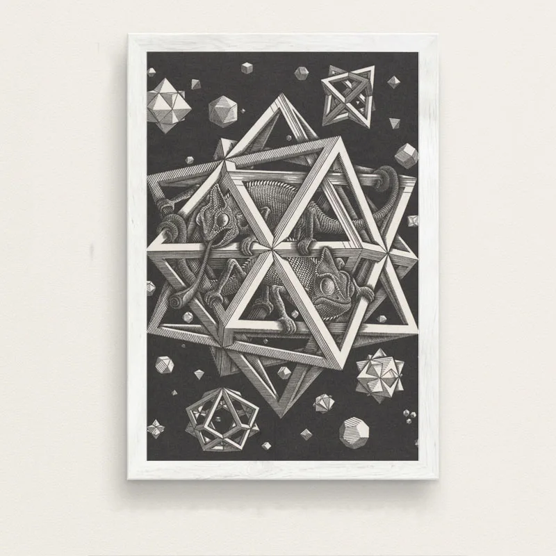 P519 Escher Surreal геометрическое произведение искусства Современное абстрактное искусство живопись шелк Холст плакат настенный домашний декор - Цвет: 14
