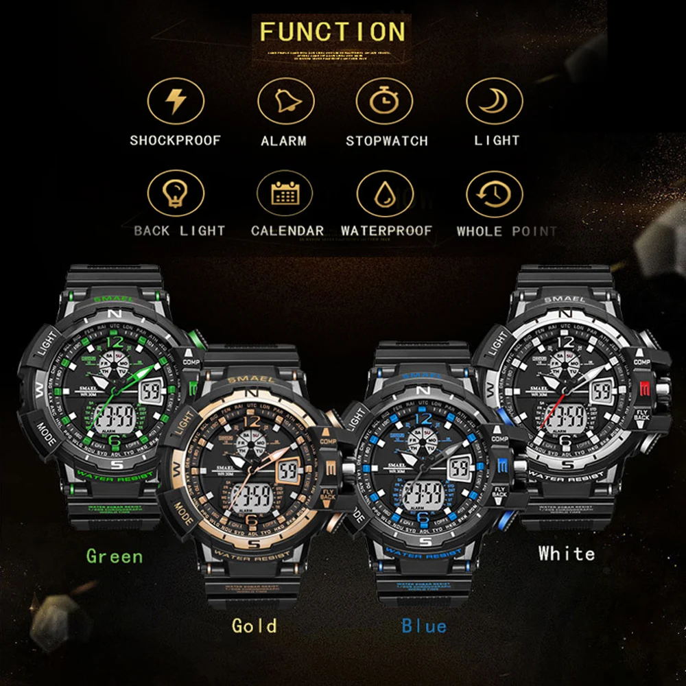 

Sports Watches Men 2018 Clock Male Fashion Military Digital Watches LED Quartz Dual Display Men's Wristwatches Relogio Masculino