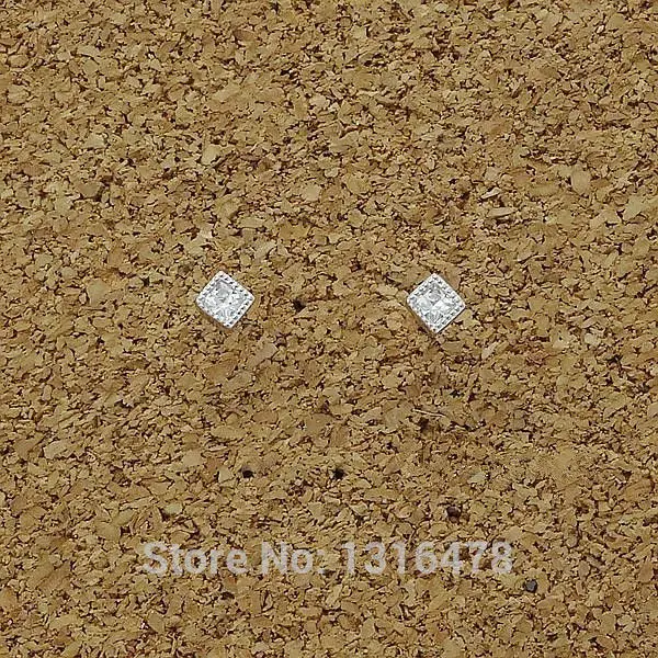 square 1 pair Новые серьги-гвоздики из стерлингового серебра 925 пробы, вставки в упаковке, не могут позволить себе сверлить пятиконечную звезду, дикую секцию, мини-ушные кости для ногтей - Окраска металла: square 1 pair