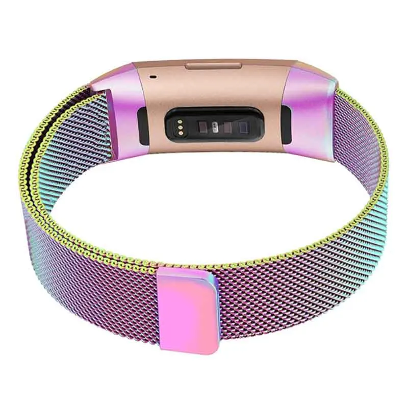 Raindow Металлический Миланский ремешок для Fitbit Charge 3 Band Wrist smart фитнес-браслет ремешок аксессуары спортивные часы Correa Pulsera - Цвет: Raindow
