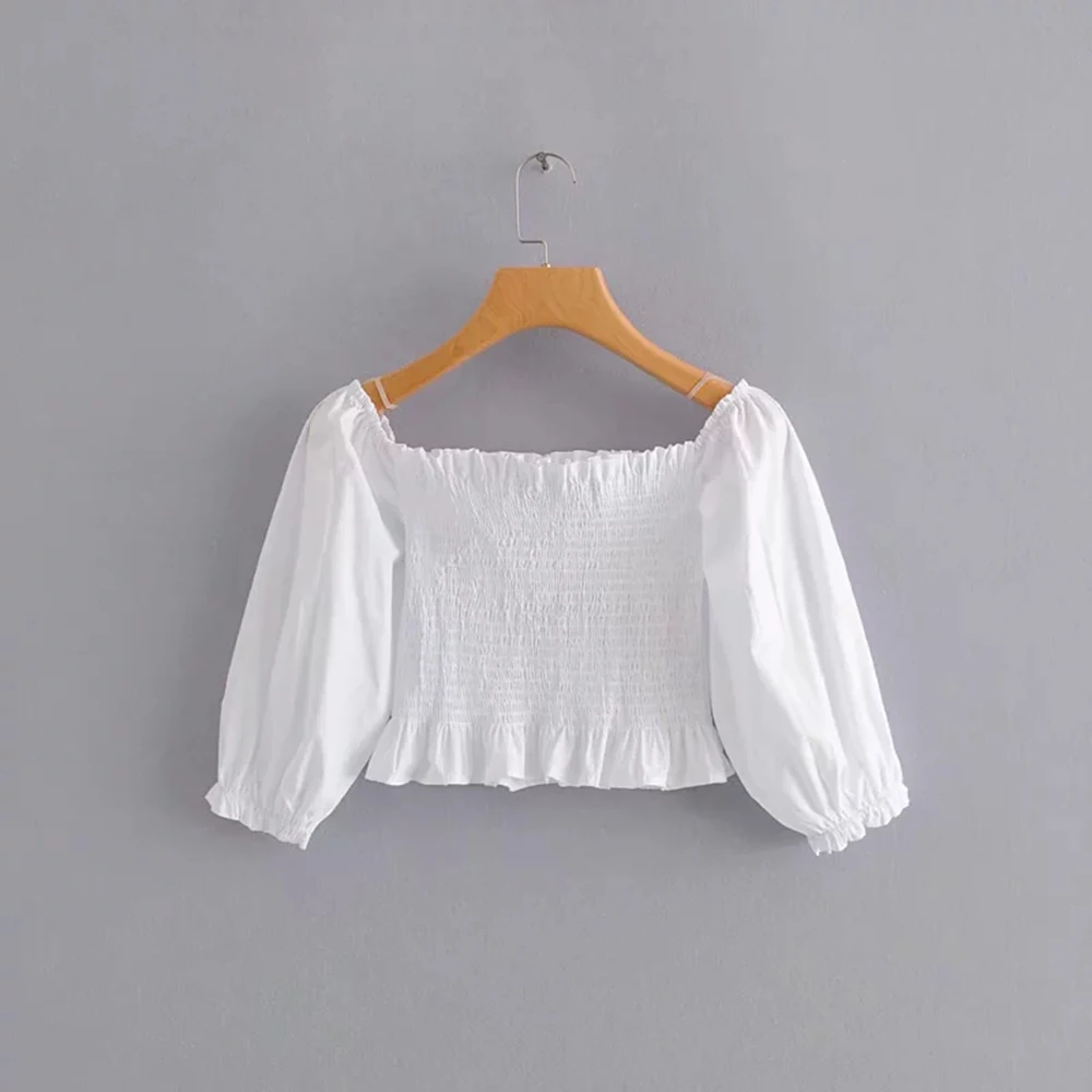 Женская блузка с цветочной вышивкой Boho винтажная квадратным воротником и