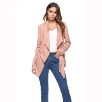 bambooboy women faux suede jackets long sleeve casual open stitch coat 2 color femal slim bomber jackets fc166