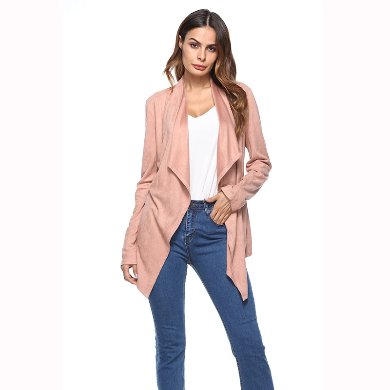 Куртка бомбер женская из искусственной замши с длинным рукавом 2 цвета|coat slim|long