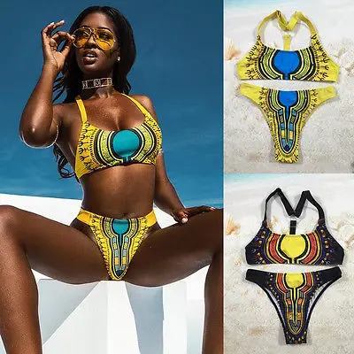 Купальный костюм из двух предметов с Африканским принтом пикантный