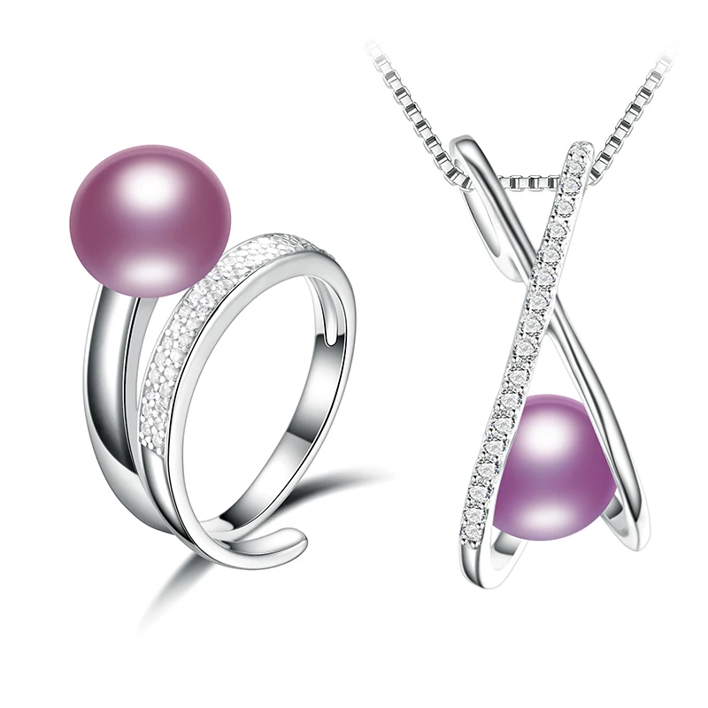 

Dainashi cross spiral shape peculiar design 925 sterling silver black pearl jewelry sets with resizable rings/pendants/chain