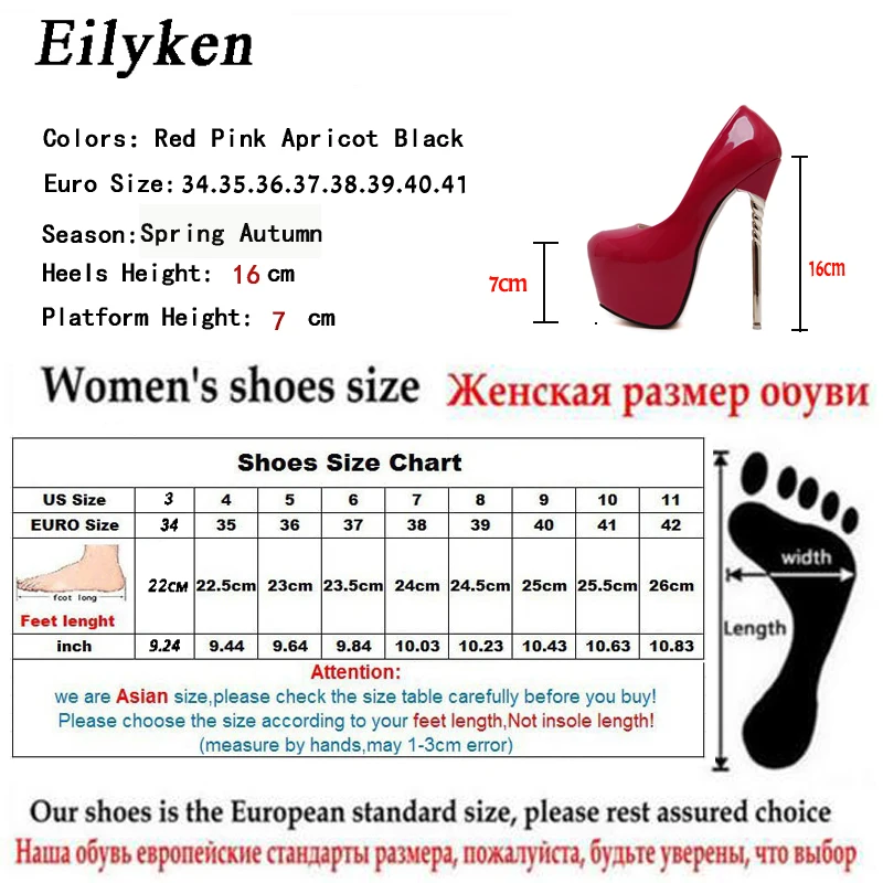 Eilyken/Новинка года; весенние женские туфли-лодочки; пикантные свадебные туфли на очень высоком каблуке; вечерние туфли из лакированной кожи; размеры 34-40