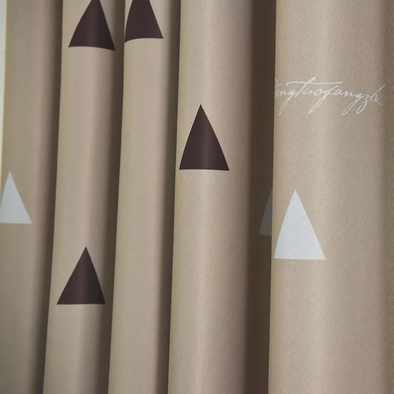 coffee cloth Китайский простой абстрактный треугольник затемненные шторы спальня дети затенение изоляции геометрические шторы WP117B - Цвет: coffee cloth