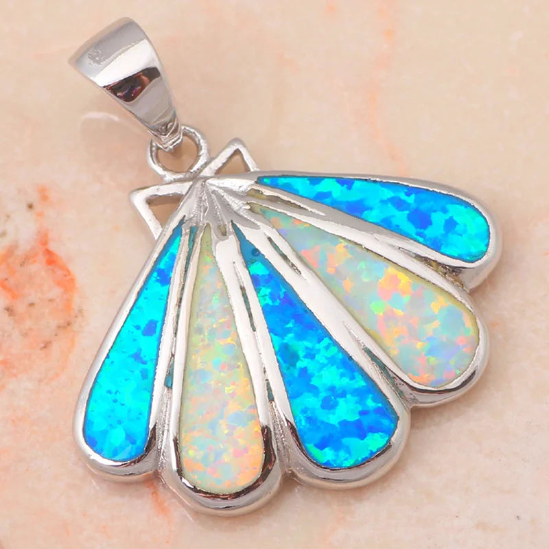 Фирменный дизайн Оптовая и розничная Синий огненный опал Серебро штамп Цепочки