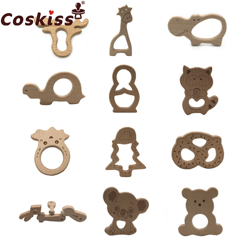 

Wooden Teether Toy Baby Safe Nurse Breastfeeding Chew Training Toddler Unwaxed Beech Wooden eco-friendly Organic Baby Teether