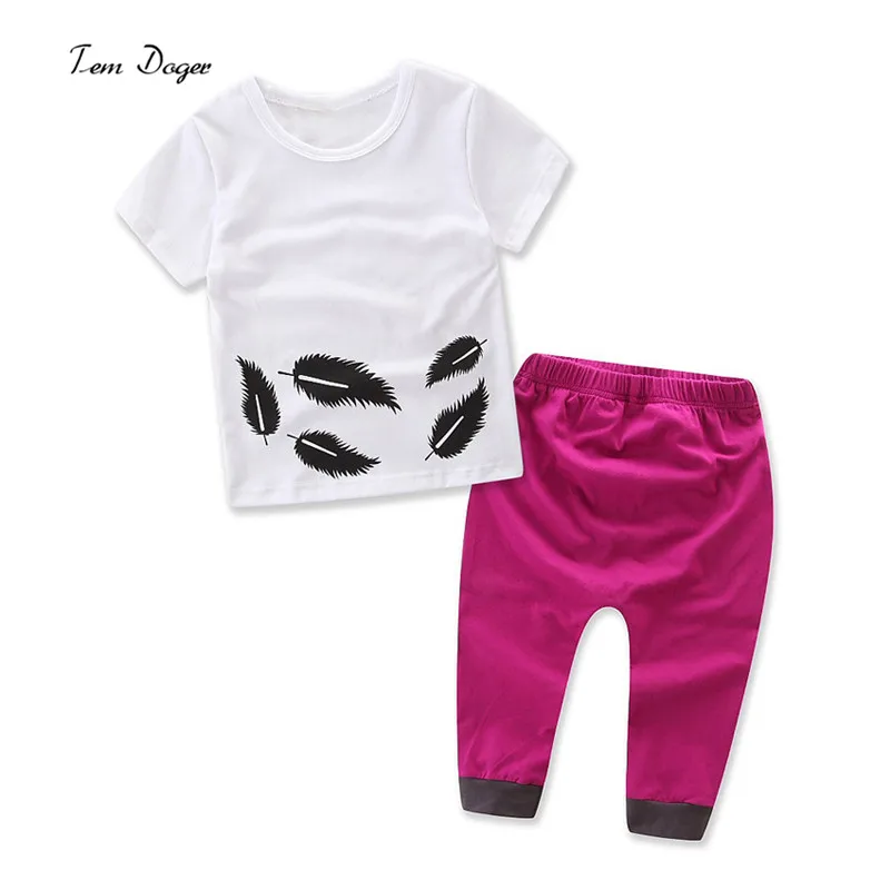 ТЕА doger для маленьких мальчиков Комплекты одежды девочек летние Повседневное