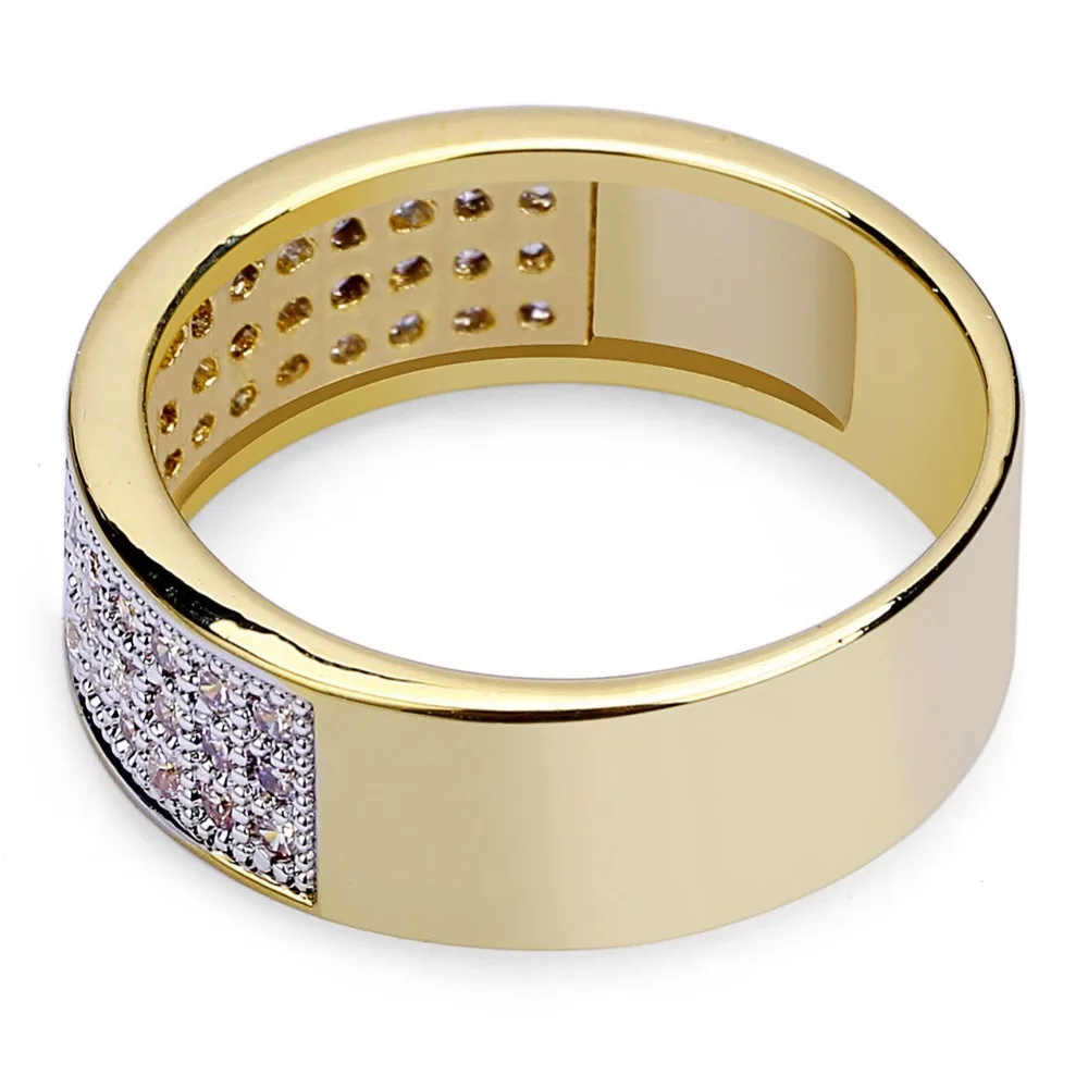 TOPGRILLZ хип хоп Iced Out Bling ювелирные изделия золотистое кольцо микро проложить кубический циркон круглые кольца для мужчин и женщин Подарки