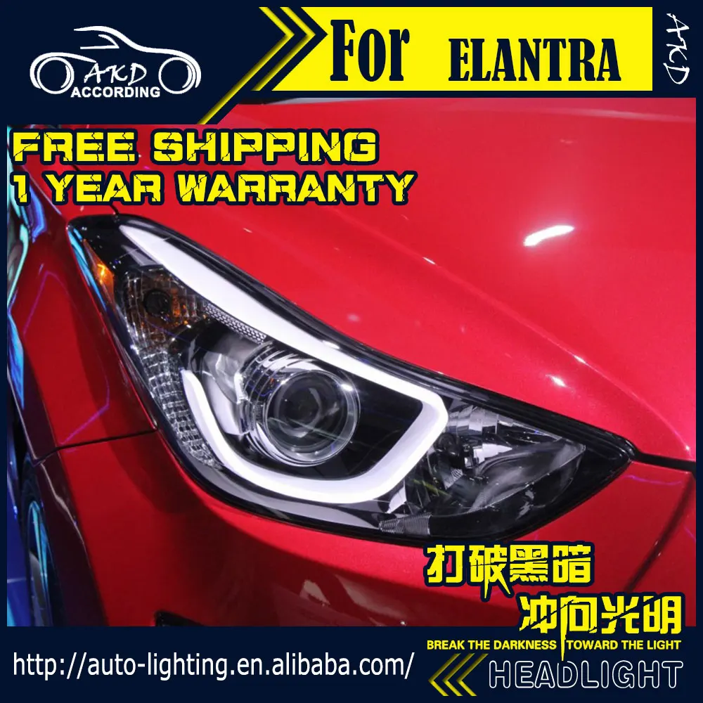 АКД стайлинга автомобилей фара для фары для автомобиля Hyundai Elantra 2011- светодиодный фар DRL D2H Hid галогенный сигнал поворота биксеноновые фары