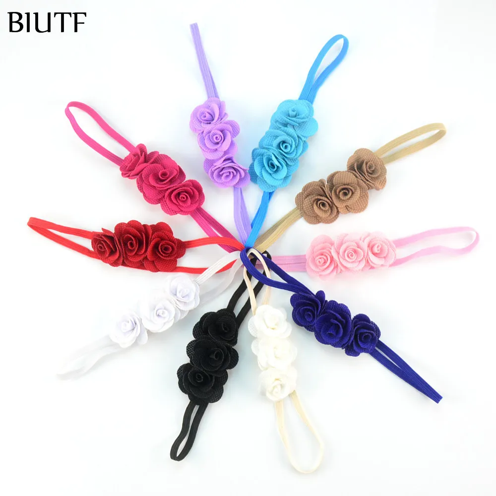 Эластичная Тонкая Повязка На Голову 14 шт./лот с цветами из тройной ткани для