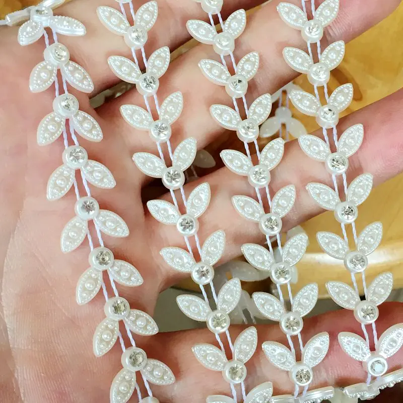 DIY 10 ярдов листьев ремесла украшенные алмазным кружевом свадебное украшение