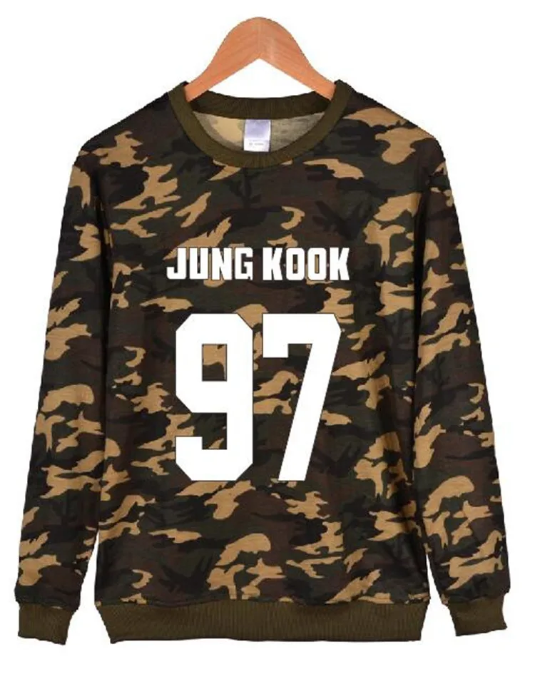 Kpop jin suga демисезонные мужские и женские камуфляжные толстовки с круглым вырезом