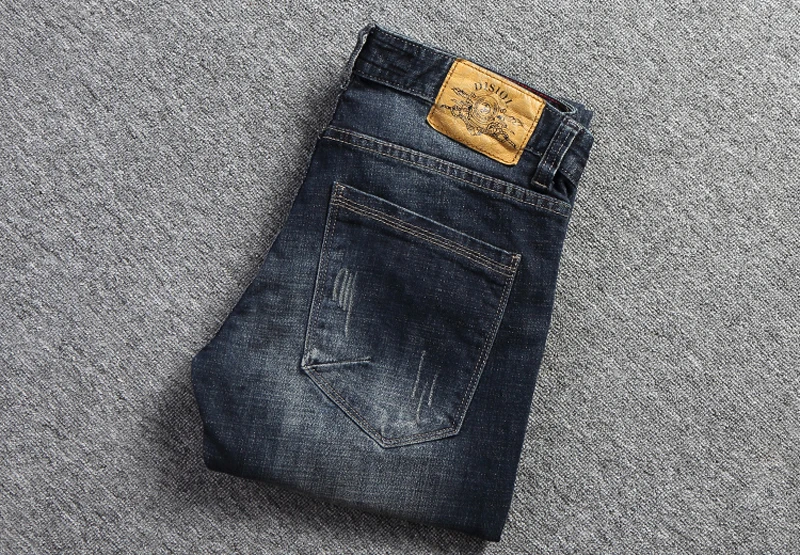 Итальянский стиль ретро дизайн Новые мужские джинсы Slim Fit джинсовые пуговицы брюки брендовые джинсы модные уличные Классические джинсы мужские