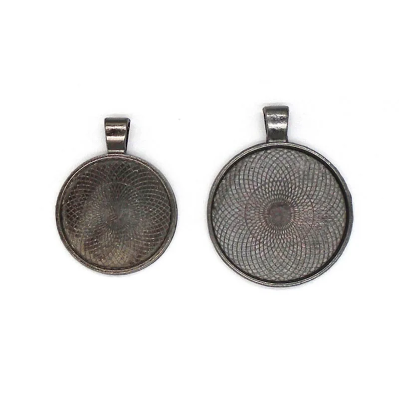 20 x Gunmetal Черное круглое ожерелье Безель пустой кулон лотки Кабошон Камея основа