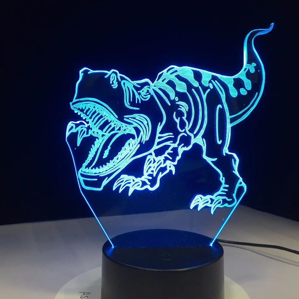 Динозавр 3D светодиодный светильник Ночной свет Новинка Иллюзия с USB кабель как
