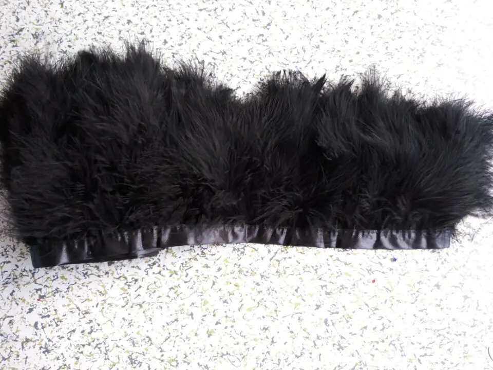 Новый! Черный тканевый пояс с перьями длиной 2 м 15 20 см сделай сам украшения одежда