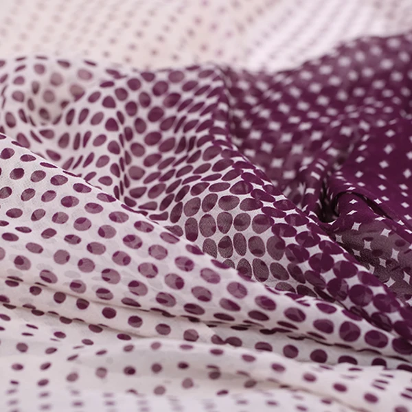 135 см шириной 10 мм в фиолетовый горошек с принтом шелковая жоржет ткань для лета