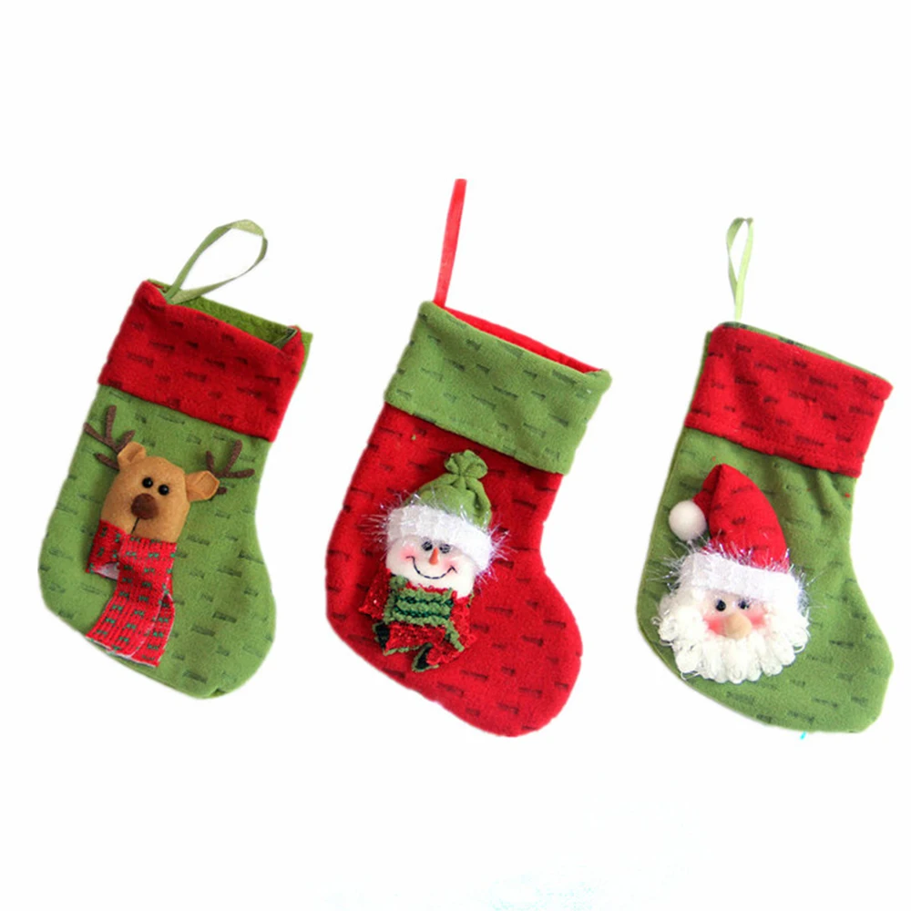 Новогодние рождественские носки 3 шт./лот упаковочное украшение для елки