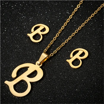 B necklace sets Yiustar модное простое алфавитное ожерелье s для женщин из нержавеющей стали ожерелье цепь A-Z ожерелье с буквенными подвесками индивидуальный подарок - Окраска металла: B necklace sets