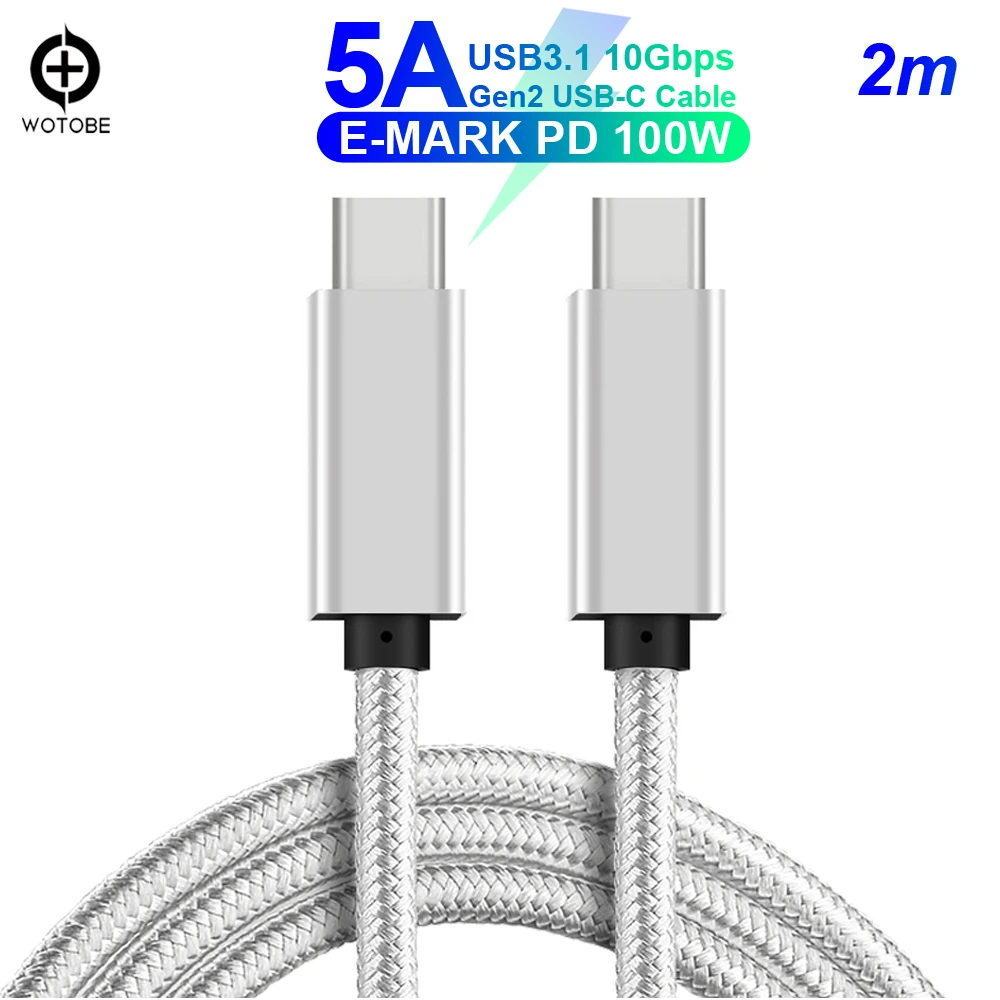 WOTOBE USB C кабель E-MARK 5A PD 100W USB3.1 Gen2 10 Гбит/с 4K для Matebook MacBook iPad Pro samsung Pixel Nexus 6P Matebook