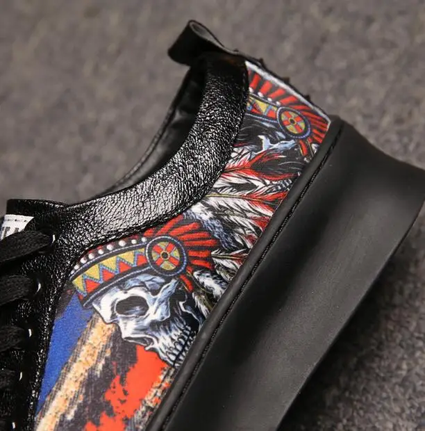 

2019 Men New Arrival Rivet Sheet Metal Casual Platform Shoes Red White British Style Sneakers Flat Dress Party Rivet Zapatillas