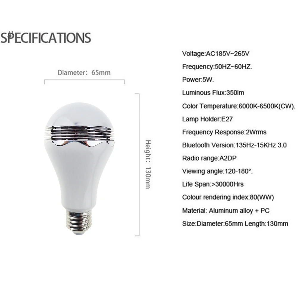 Светодиодная лампа музыкальные лампы bluetooth беспроводной динамик освещение для