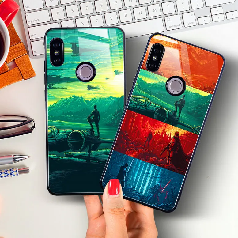 Cartoon Marvel Hero Tempered Glass Case For Xiaomi 9 SE 8 Lite Redmi Note 5 6 Cover |