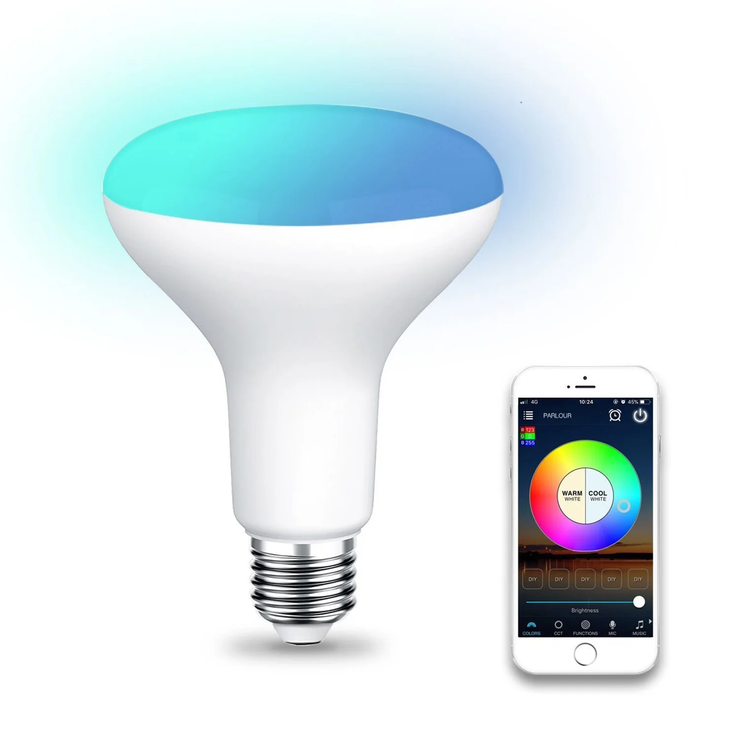 LIXF Wi Fi BR30 потока СИД светильник лампы настраиваемый Белый & Цвет изменение Smart
