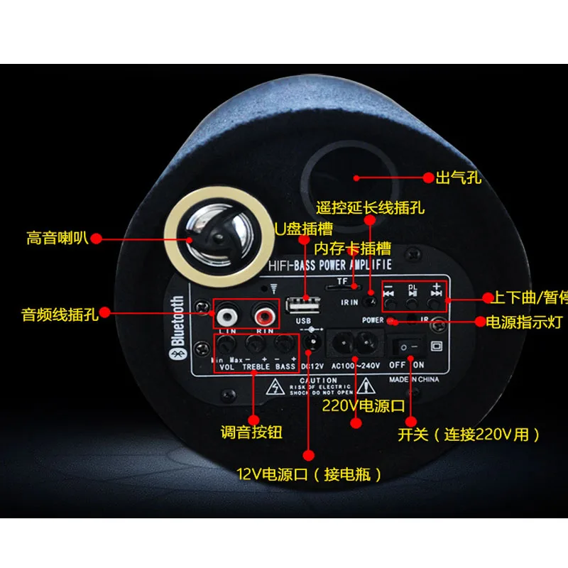 5 дюймов Автомобильный аудио bluetooth динамик Box 12 V 24 V 220 V HI-FI дома Театр для телефона на мотоцикл громкий Динамик s