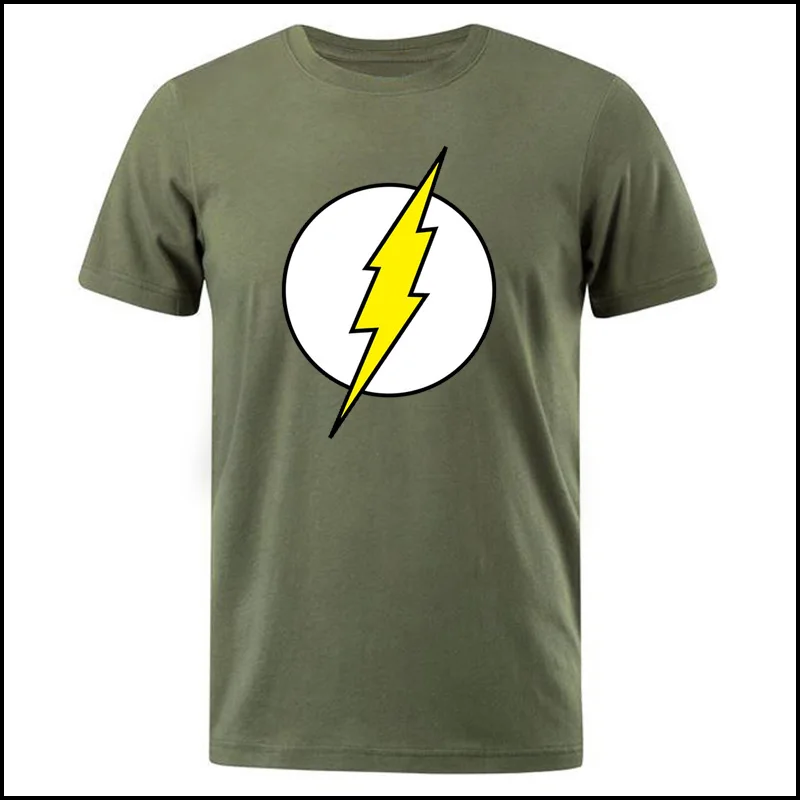 The BIG BANG Theory T-SHIRT The lightning Print The Flash Men T Shirts Hot Sale Casual Tee Shirt Cotton Clothing Plus Size 3XL - Цвет: army green 6